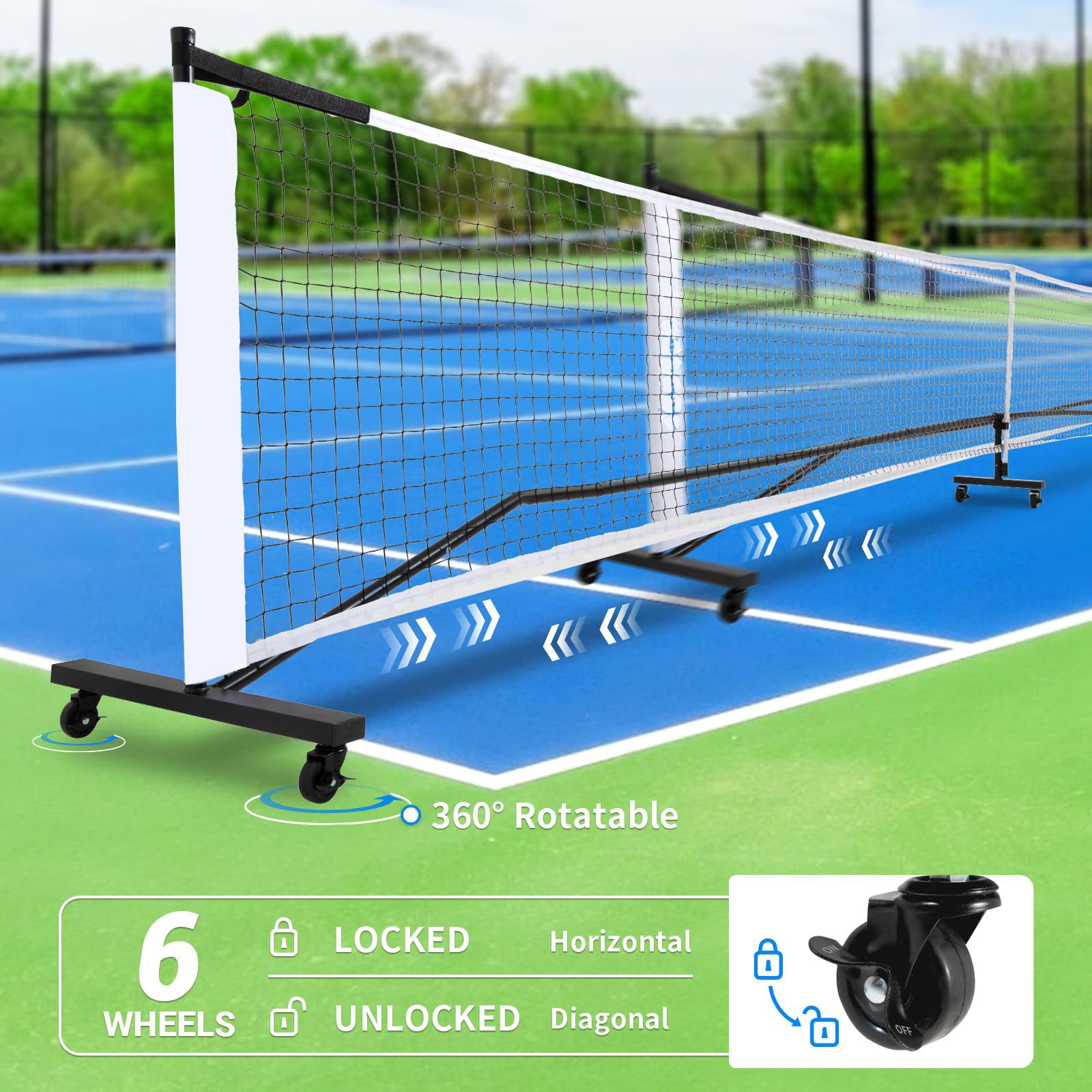 Iron Pipe Pickleball Net
 Six-wheel Portable