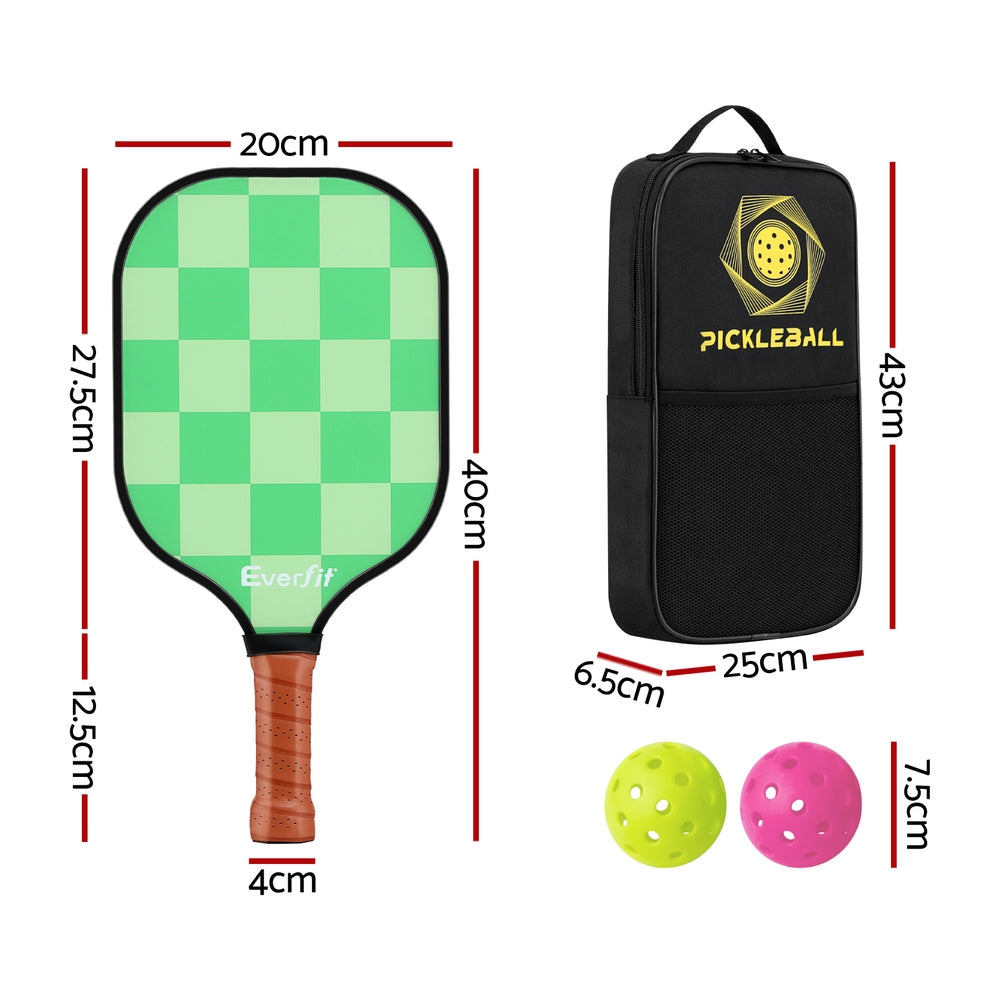 Everfit Pickleball Fibreglass Paddle Set with 4 Balls and Carry Bag