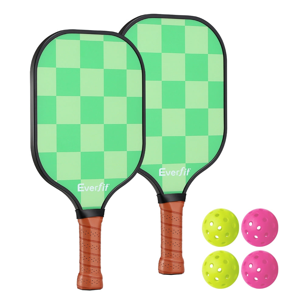 Everfit Pickleball Fibreglass Paddle Set with 4 Balls and Carry Bag