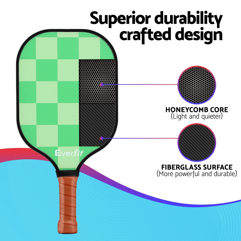 Everfit Pickleball Fibreglass Paddle Set with 4 Balls and Carry Bag