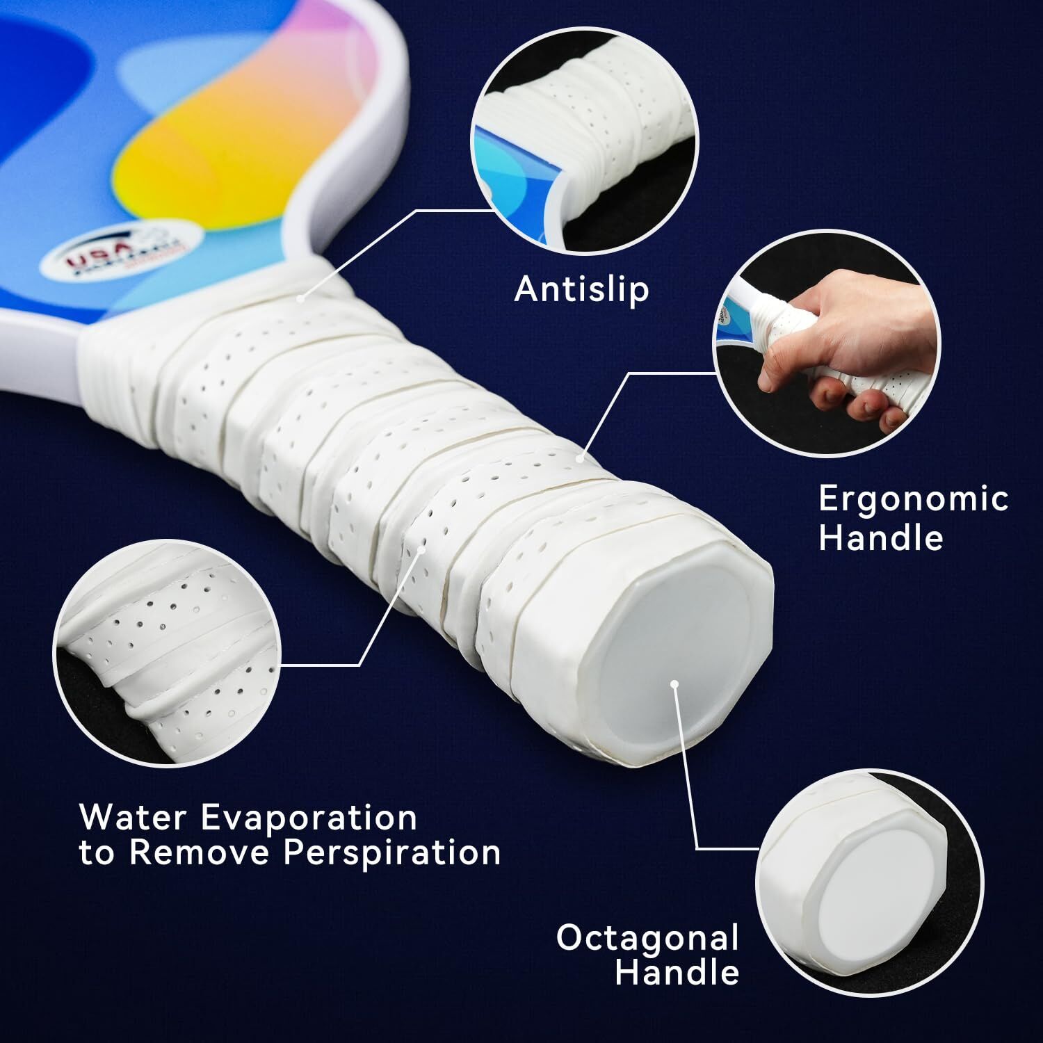 Swirl Coloured Pickleball Paddle Set with 4 Balls – Fiberglass Surface, Lightweight Grip