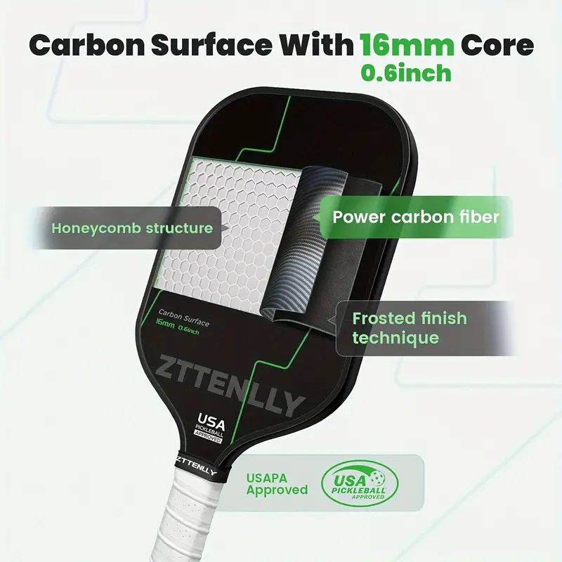 T300 Graphite Carbon Fiber Pickleball Paddle black/green