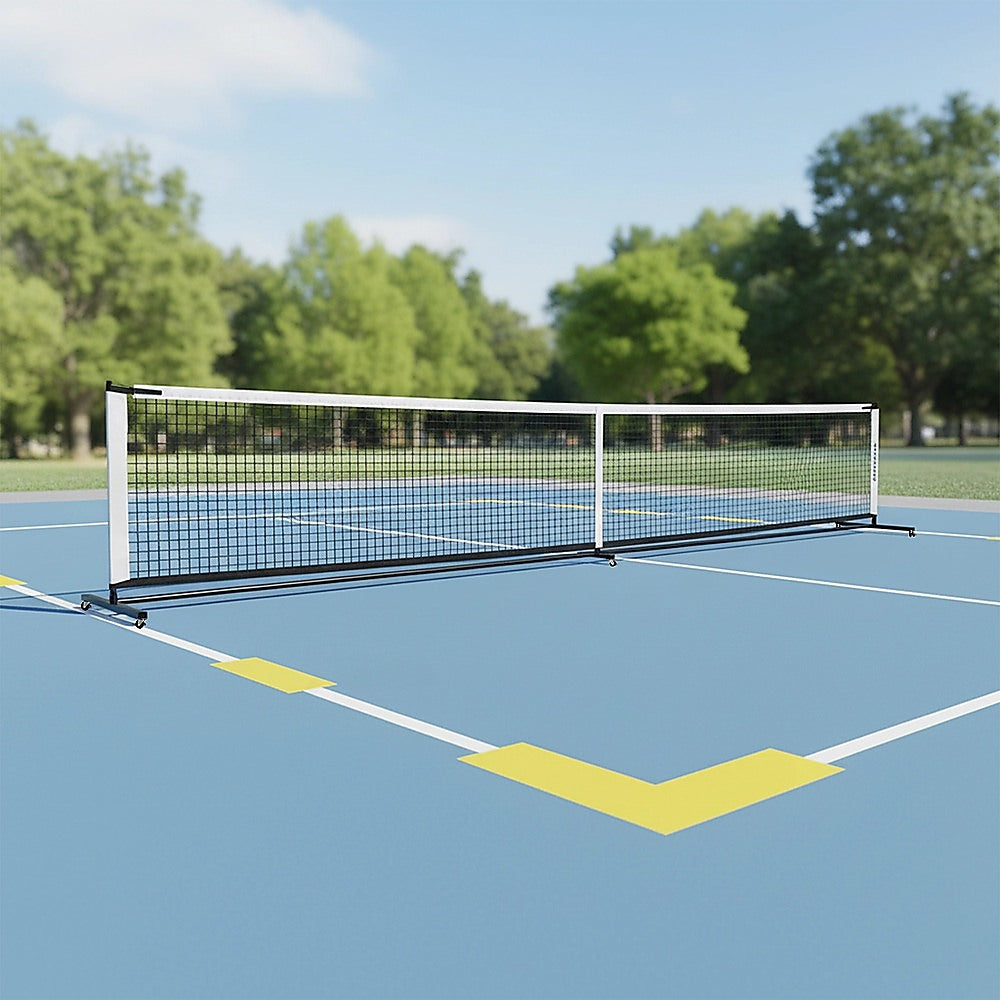 Portable 6.7m Pickleball Net Set – Heavy Duty Metal Frame with Wheels