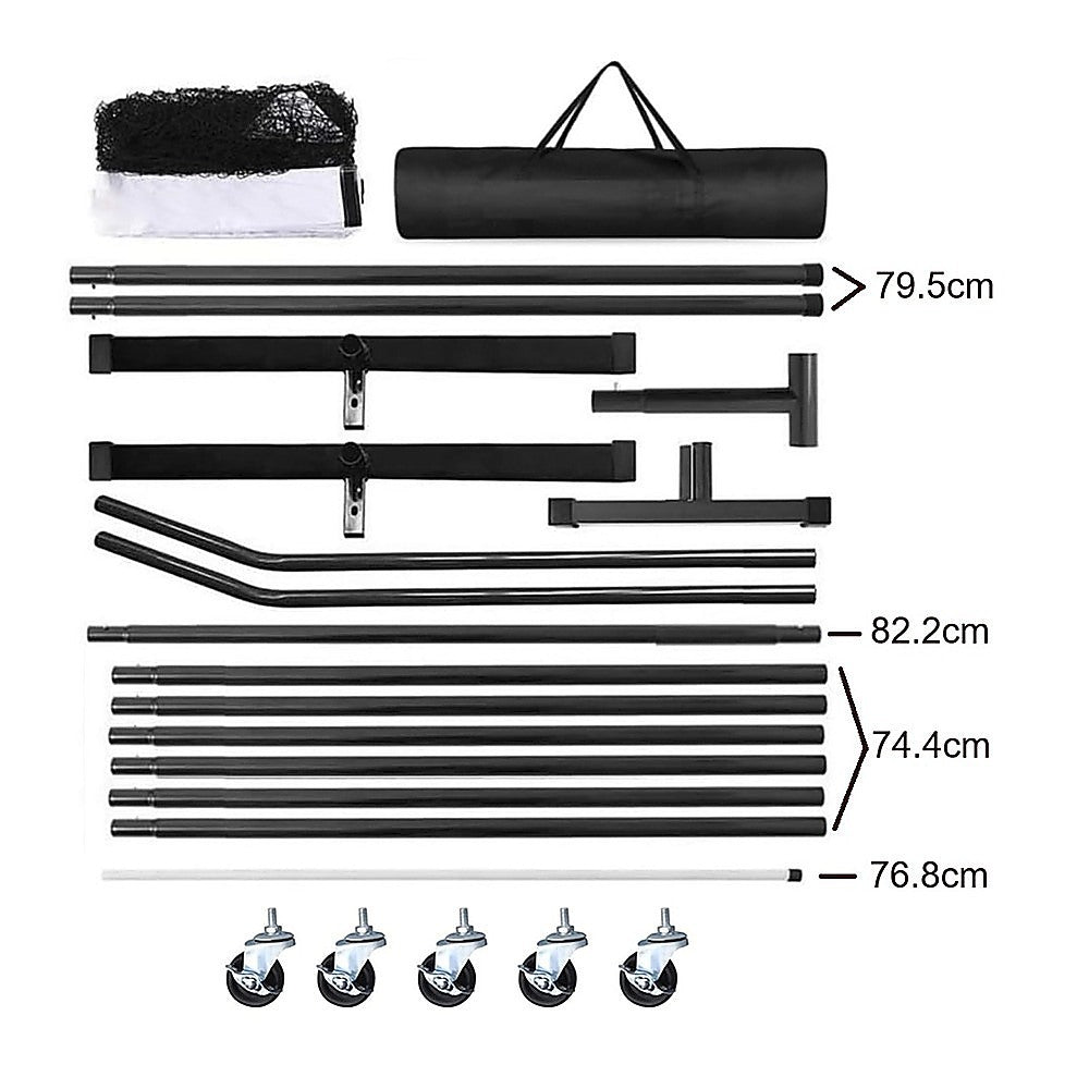 Portable 6.7m Pickleball Net Set – Heavy Duty Metal Frame with Wheels