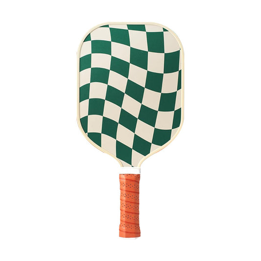 White And Green Checkers Carbon Fiber & Fiberglass Pickleball Paddle