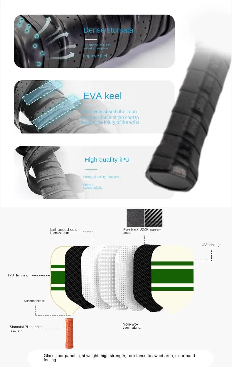 White And Green Vertical Stripes T700 Carbon Fiber & Fiberglass Paddle
