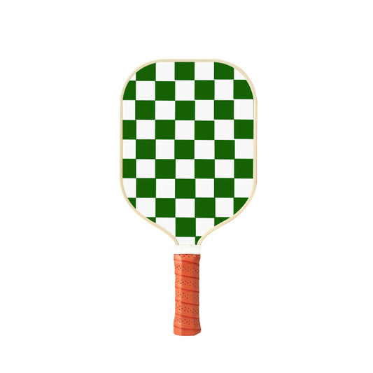 White And Green squares Carbon Fiber & Fiberglass Pickleball Paddle