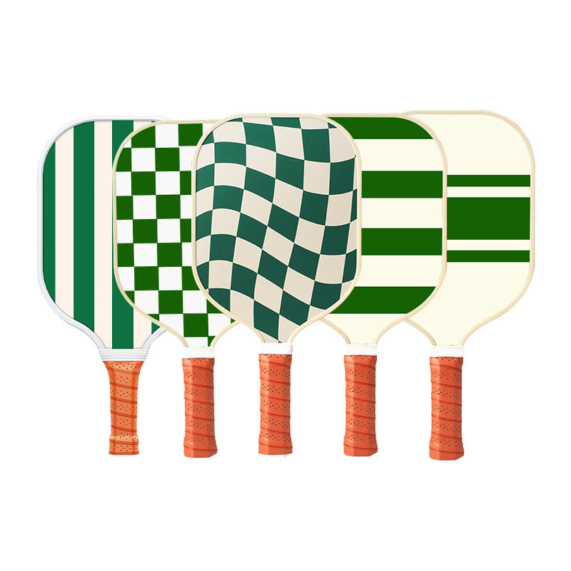White And Green squares Carbon Fiber & Fiberglass Pickleball Paddle