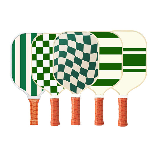 White And Green Checkers Paddle Set - 2 Paddles, 4 Balls, and Carry Bag