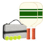White With Green Stripes Carbon Fiber Paddle Set - 2 Paddles, 4 Balls, and Carry Bag