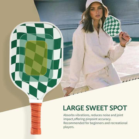 White And Green Vertical Stripes Carbon Fiber Paddle Set - 2 Paddles, 4 Balls, and Carry Bag