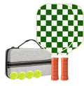 White And Green Checkered Carbon Fiber Pickleball Paddle Set