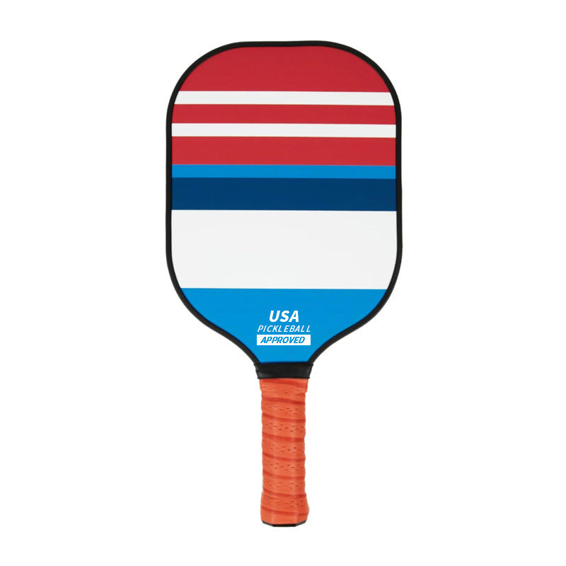 Blue, Red, White Striped  Fiberglass Pickleball Paddle