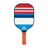 Blue, Red, White Striped  Fiberglass Pickleball Paddle