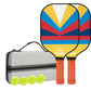 Geometric Patterns Fiberglasss Paddle Set - 2 Paddles, 4 Balls, and Portable Carry Bag