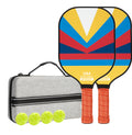 Geometric Patterns Fiberglasss Paddle Set - 2 Paddles, 4 Balls, and Portable Carry Bag