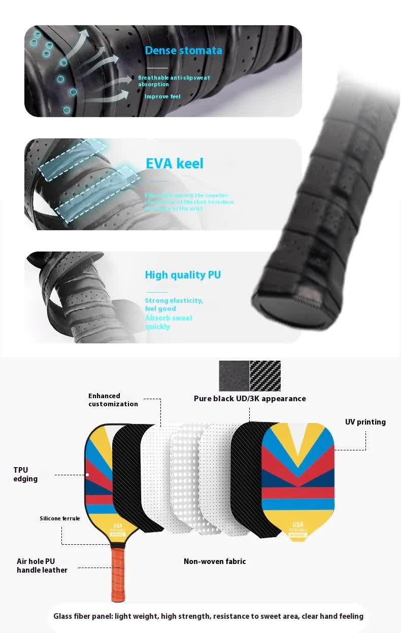 Geometric Patterns Fiberglasss Paddle Set - 2 Paddles, 4 Balls, and Portable Carry Bag