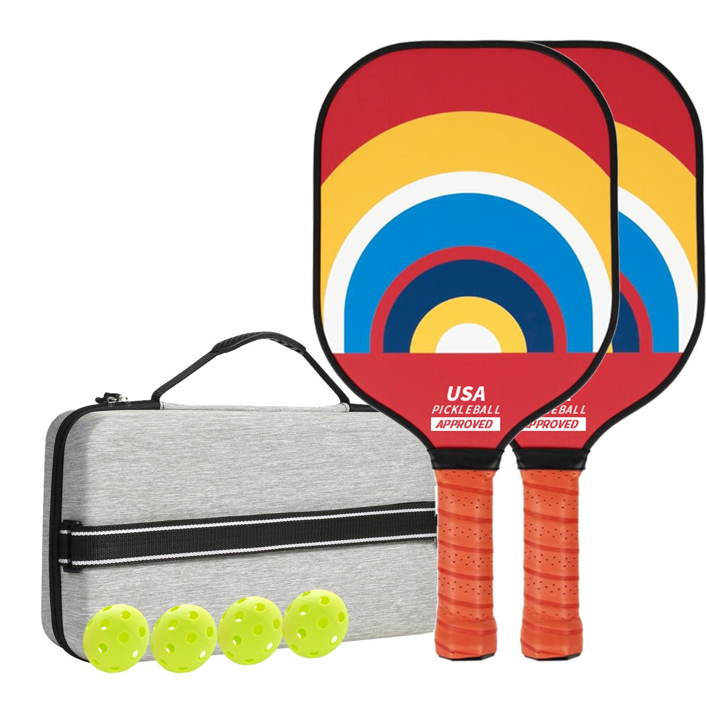 Colourful Arch Fiberglass Paddle Set - 2 Paddles, 4 Balls, and Portable Carry Bag