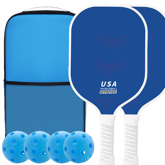 Blue Fiberglass Pickleball Paddle Set - 2 Paddles, 4 Balls, and Carry Bag