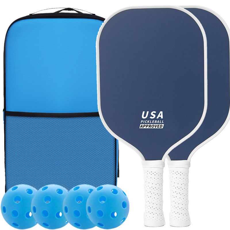 Dark Blue Fiberglass Pickleball Paddle Set - 2 Paddles, 4 Balls, and Carry Bag