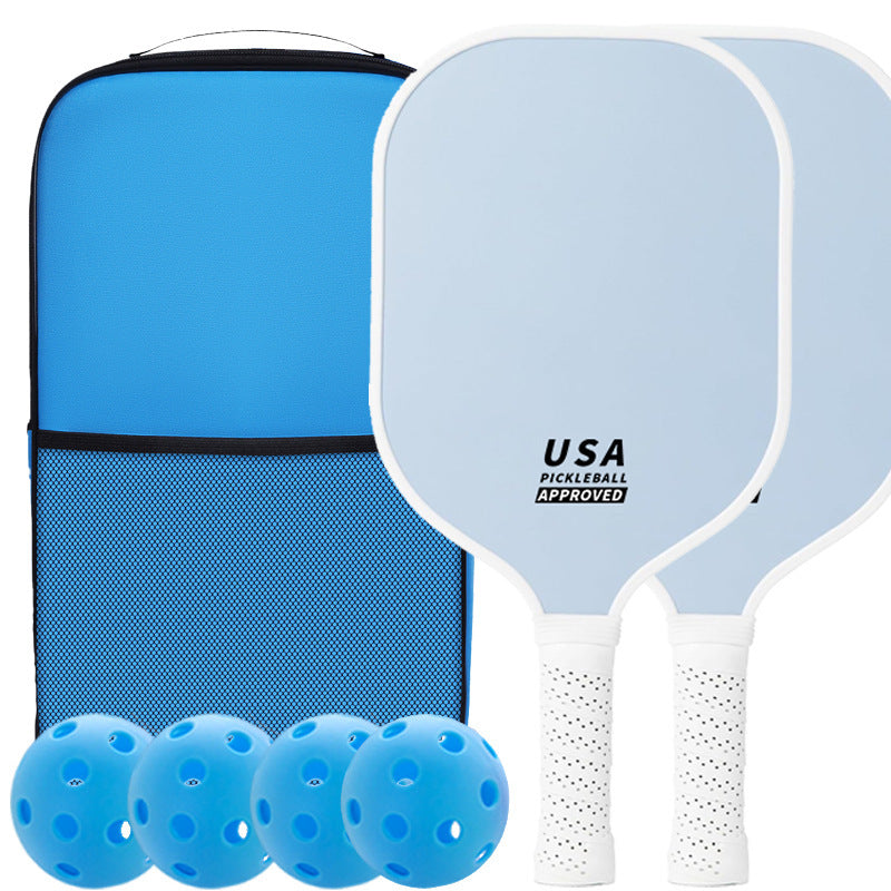 Light Blue Fiberglass Pickleball Paddle Set - 2 Paddles, 4 Balls, and Carry Bag