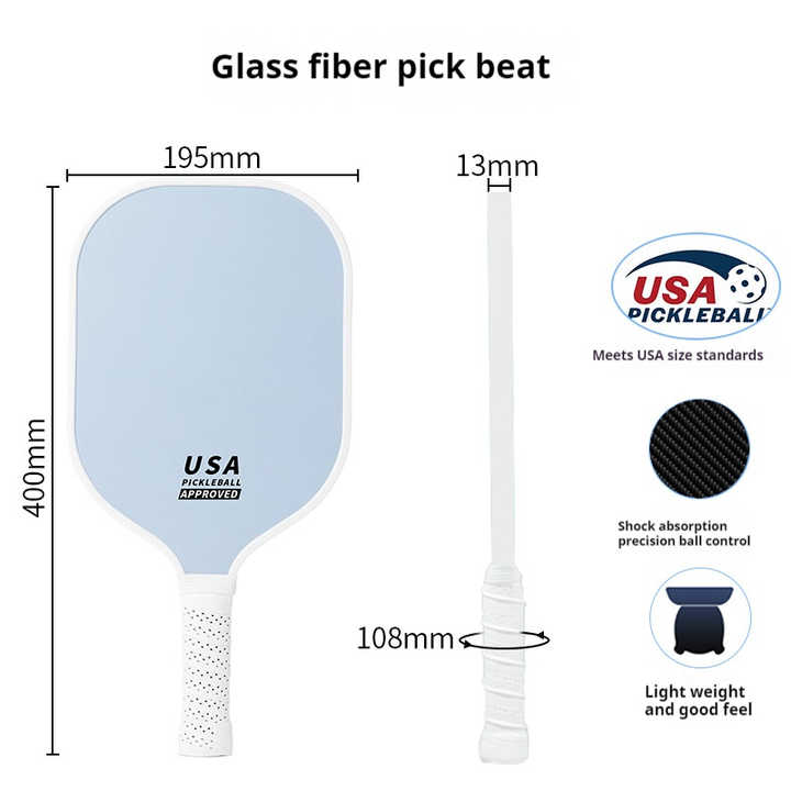 Light Blue Fiberglass Pickleball Paddle Set - 2 Paddles, 4 Balls, and Carry Bag