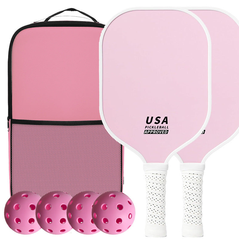 Pink Fiberglass Pickleball Paddle Set - 2 Paddles, 4 Balls, and Carry Bag