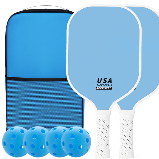 Bright Blue Fiberglass Pickleball Paddle Set - 2 Paddles, 4 Balls, and Carry Bag