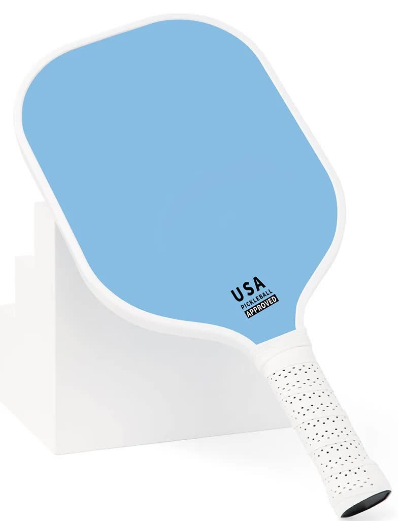 Bright Blue Fiberglass Pickleball Paddle Set - 2 Paddles, 4 Balls, and Carry Bag