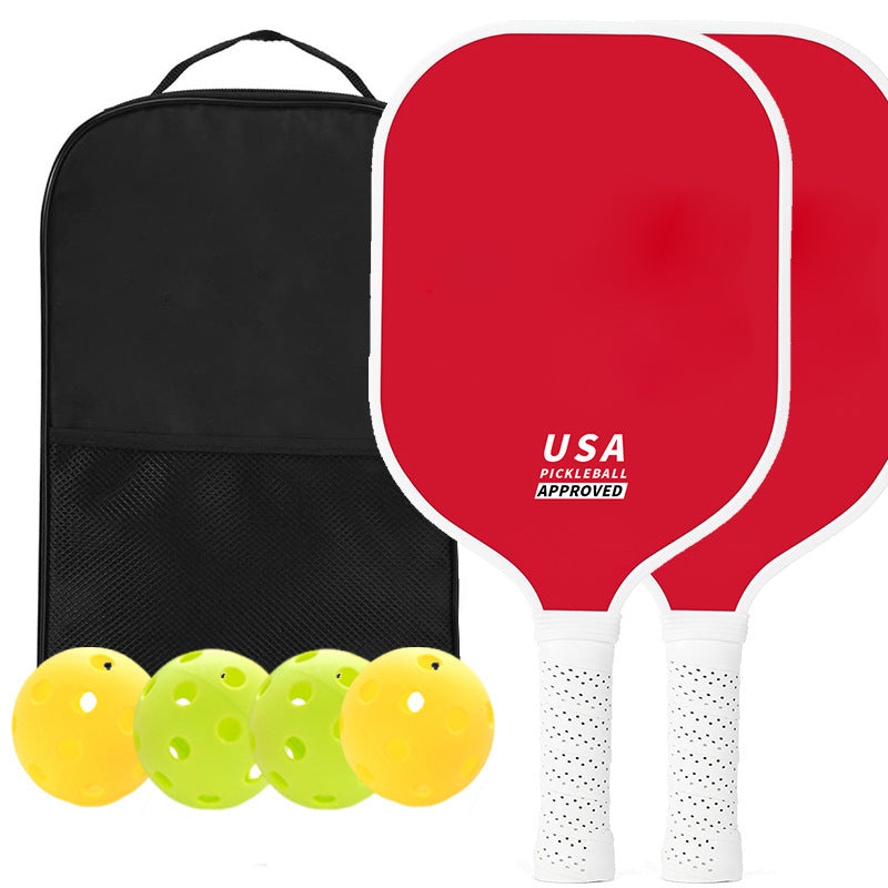 Red Fiberglass Pickleball Paddle Set - 2 Paddles, 4 Balls, and Carry Bag