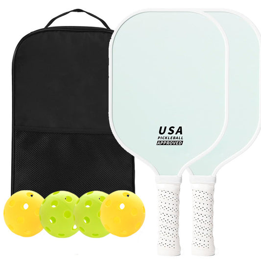 Light Green Fiberglass Paddle Set - 2 Paddles, 4 Balls, and Carry Bag