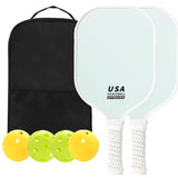 Light Green Fiberglass Paddle Set - 2 Paddles, 4 Balls, and Carry Bag