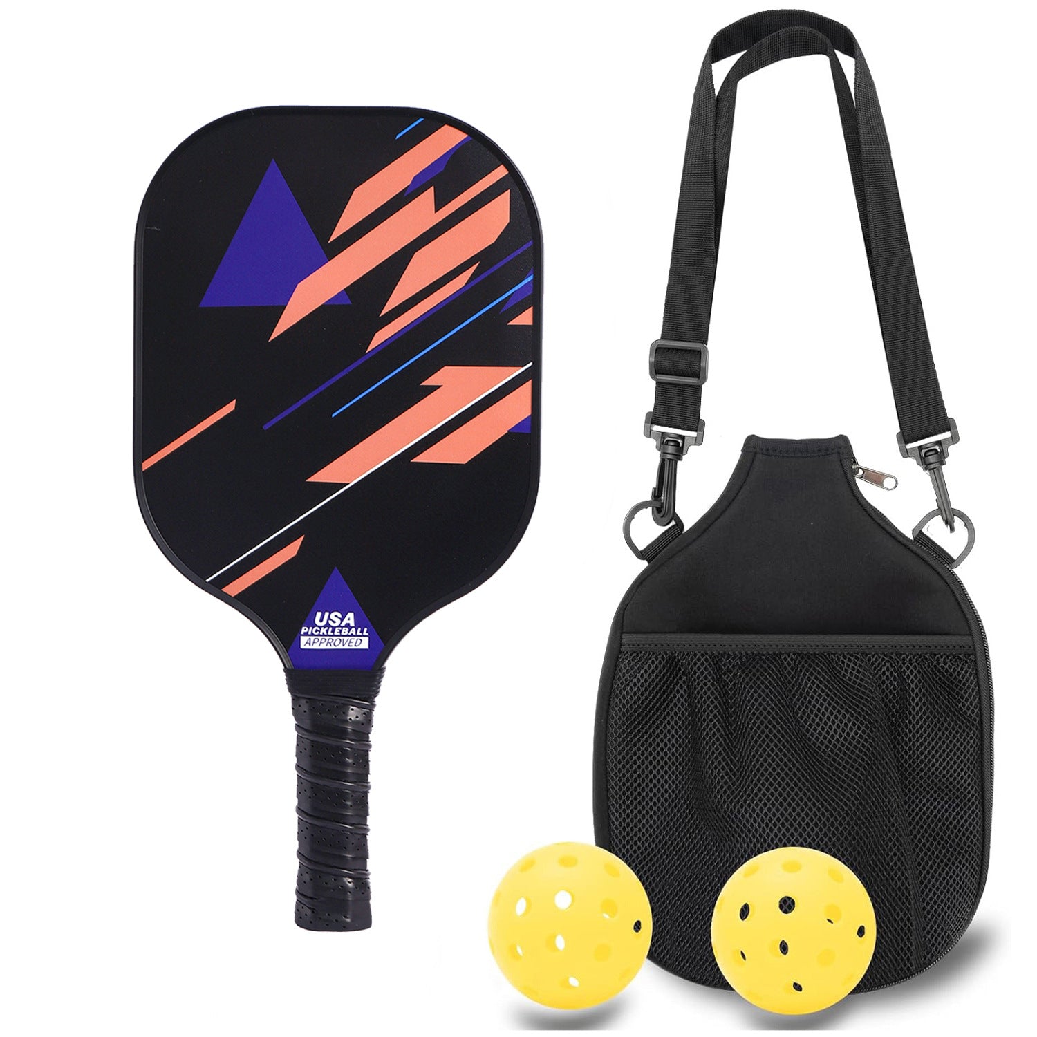 Black Colourful Carbon Fiber Pickleball Paddle Set