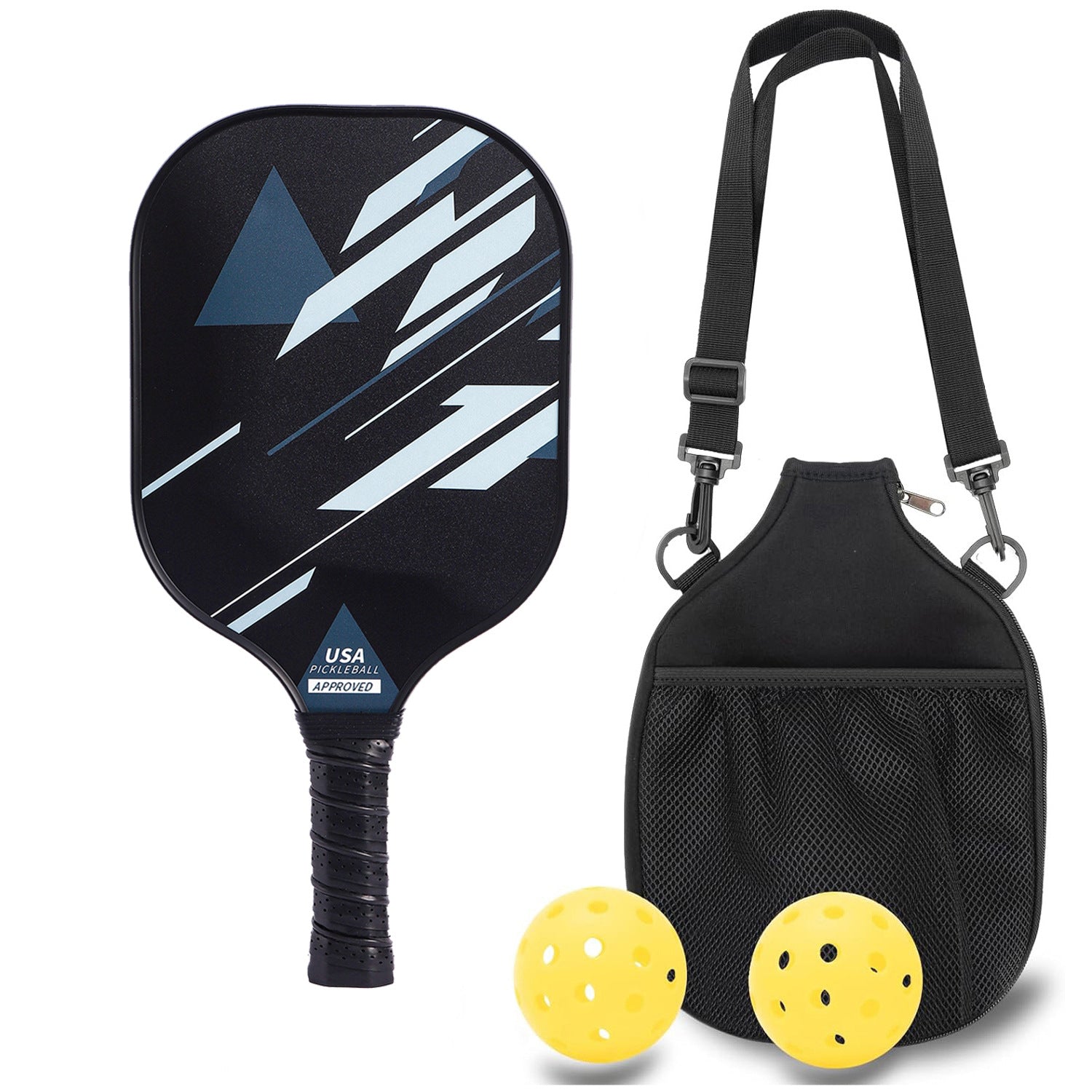 Black and Patterned Carbon Fiber Pickleball Paddle Set