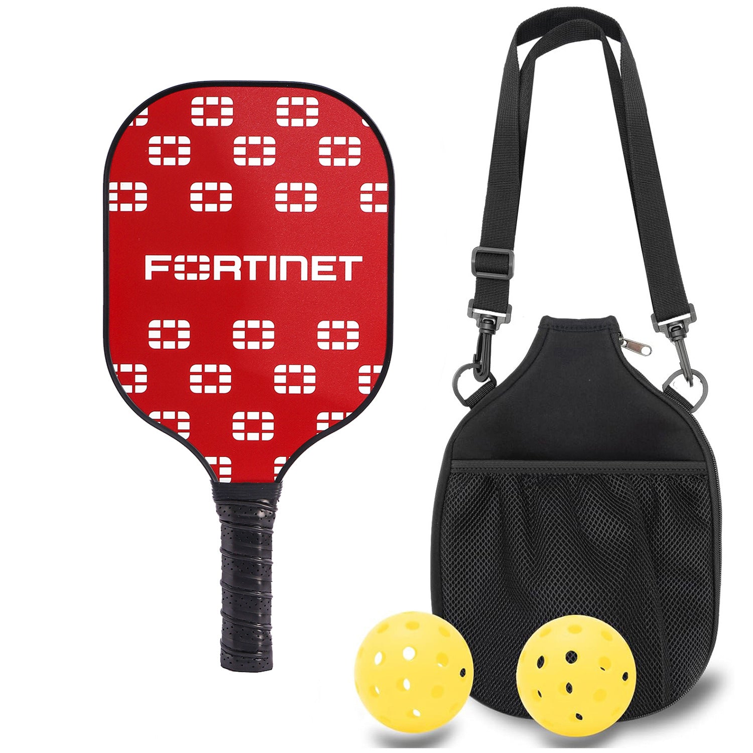 Red Patterned Carbon Fiber Pickleball Paddle Set