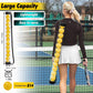 14-Piece Yellow 40 Hole Pickleball Balls with Clear Pickleball Ball Retriever Tube for Indoor / Outdoor Play - No Bending Ball Collector with Shoulder Strap and Fence Hook - Practical Pickleball Court Accessory
