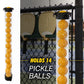 14-Piece Yellow 40 Hole Pickleball Balls with Clear Pickleball Ball Retriever Tube for Indoor / Outdoor Play - No Bending Ball Collector with Shoulder Strap and Fence Hook - Practical Pickleball Court Accessory